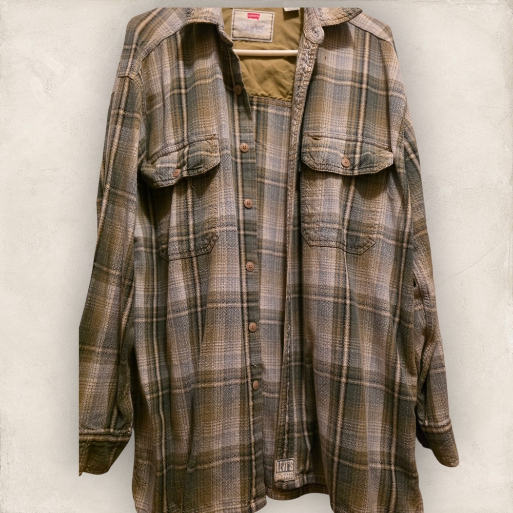 LEVI Mens Cotton Button Up Shirt